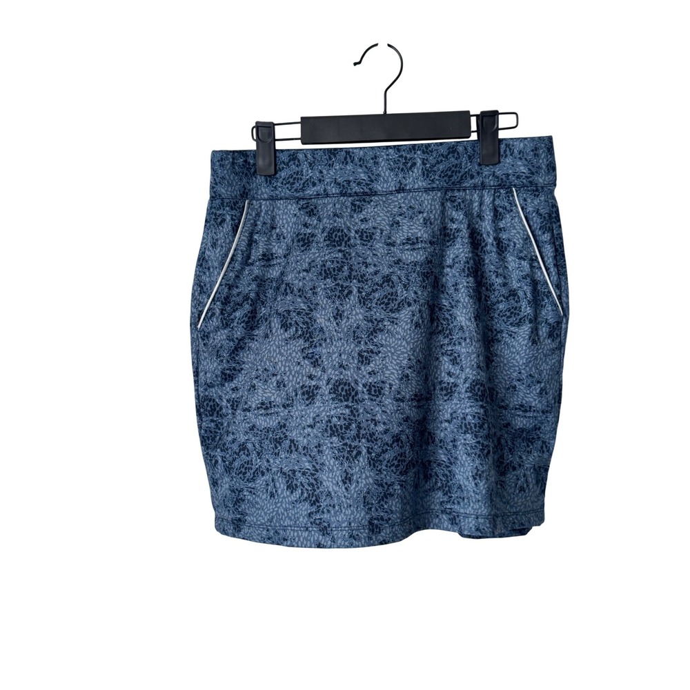 Dunning Blue Abstract Print Golf Skort Seahorse Logo Built-in Shorts Small